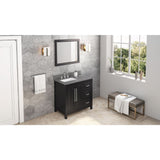 Cade Transitional 36" Black Left Offset Sink Vanity, Boulder Vanity Cultured Marble Top | VKITCAD36BKBOR