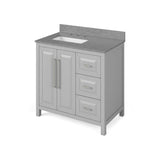 Cade Transitional 36" Grey Left Offset Sink Vanity, Steel Grey Cultured Marble Top | VKITCAD36GRSGR