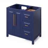 Cade Transitional 36" Hale Blue Left Offset Sink Vanity, Black Granite Top | VKITCAD36BLBGR