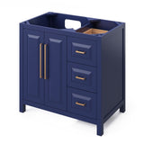 Cade Transitional 36" Hale Blue Left Offset Sink Vanity, Boulder Cultured Marble Top | VKITCAD36BLBOR