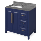 Cade Transitional 36" Hale Blue Left Offset Sink Vanity, Boulder Cultured Marble Top | VKITCAD36BLBOR