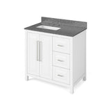 Cade Transitional 36" White Left Offset Sink Vanity, Boulder Vanity Cultured Marble Top | VKITCAD36WHBOR