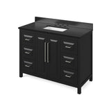 Cade Transitional 48" Black Bathroom Vanity, Black Granite Top | VKITCAD48BKBGR