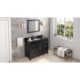 Cade Transitional 48" Black Bathroom Vanity, Black Granite Top | VKITCAD48BKBGR