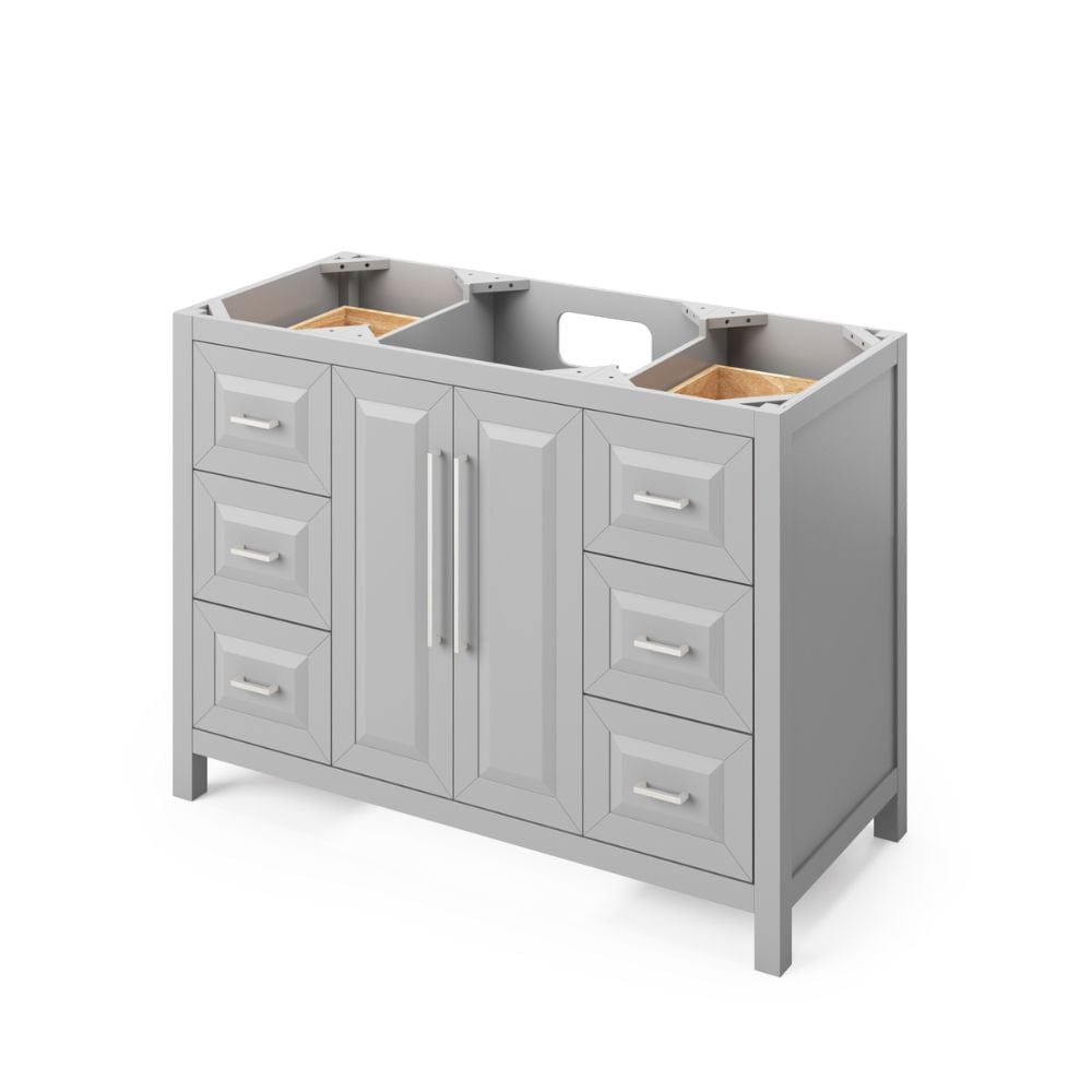 Cade Transitional 48" Grey Bathroom Vanity, Boulder Cultured Marble Top | VKITCAD48GRBOR