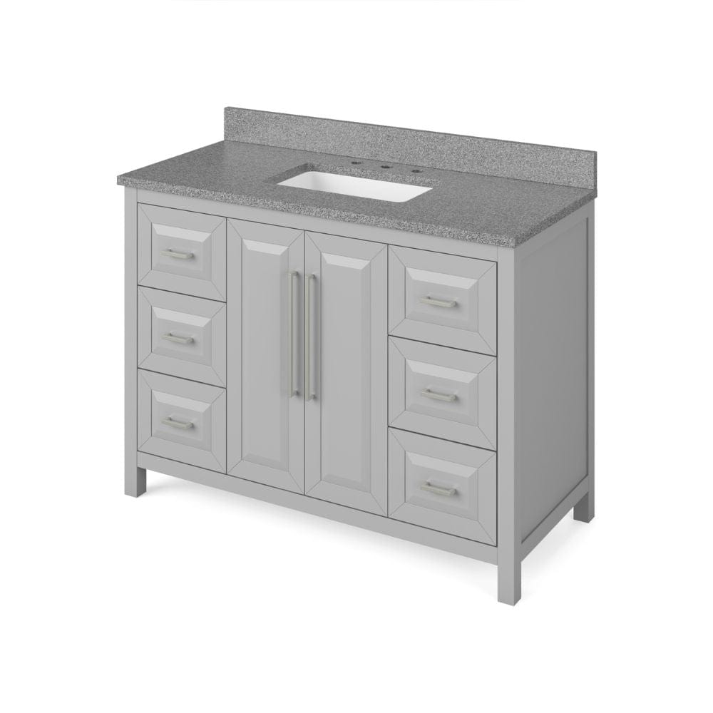 Cade Transitional 48" Grey Bathroom Vanity, Steel Grey Cultured Marble Top | VKITCAD48GRSGR