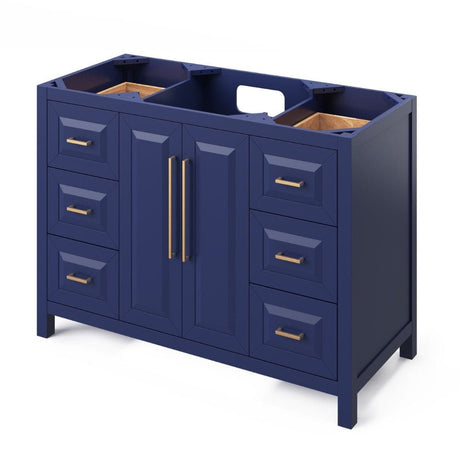 Cade Transitional 48" Hale Blue Bathroom Vanity, Black Granite Top | VKITCAD48BLBGR