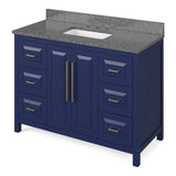 Cade Transitional 48" Hale Blue Bathroom Vanity, Boulder Cultured Marble Top | VKITCAD48BLBOR