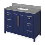 Cade Transitional 48" Hale Blue Bathroom Vanity, Steel Grey Cultured Marble Top | VKITCAD48BLSGR