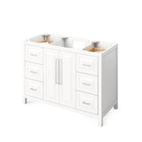 Cade Transitional 48" White Bathroom Vanity, Black Granite Top | VKITCAD48WHBGR