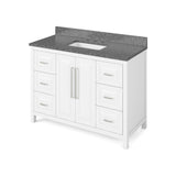 Cade Transitional 48" White Bathroom Vanity, Boulder Cultured Marble Top | VKITCAD48WHBOR