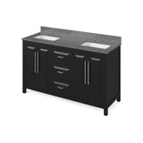 Cade Transitional 60" Black Double Sink Vanity, Boulder Cultured Marble Top | VKITCAD60BKBOR