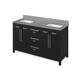 Cade Transitional 60" Black Double Sink Vanity, Steel Grey Cultured Marble Top | VKITCAD60BKSGR