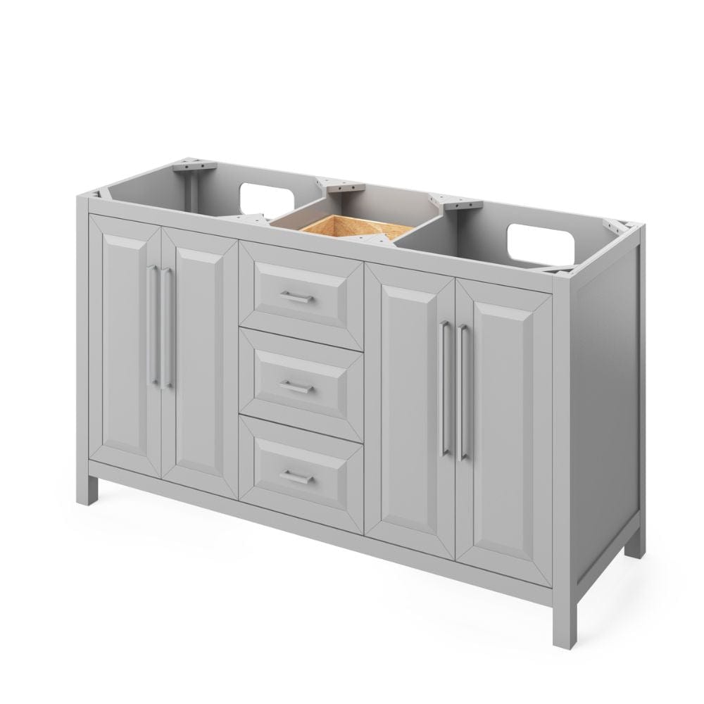 Cade Transitional 60" Grey Double Sink Vanity, Boulder Cultured Marble Top | VKITCAD60GRBOR