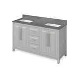 Cade Transitional 60" Grey Double Sink Vanity, Boulder Cultured Marble Top | VKITCAD60GRBOR