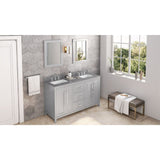 Cade Transitional 60" Grey Double Sink Vanity, Steel Grey Cultured Marble Top | VKITCAD60GRSGR