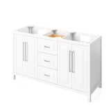 Cade Transitional 60" White Double Sink Vanity, Boulder Cultured Marble Top | VKITCAD60WHBOR