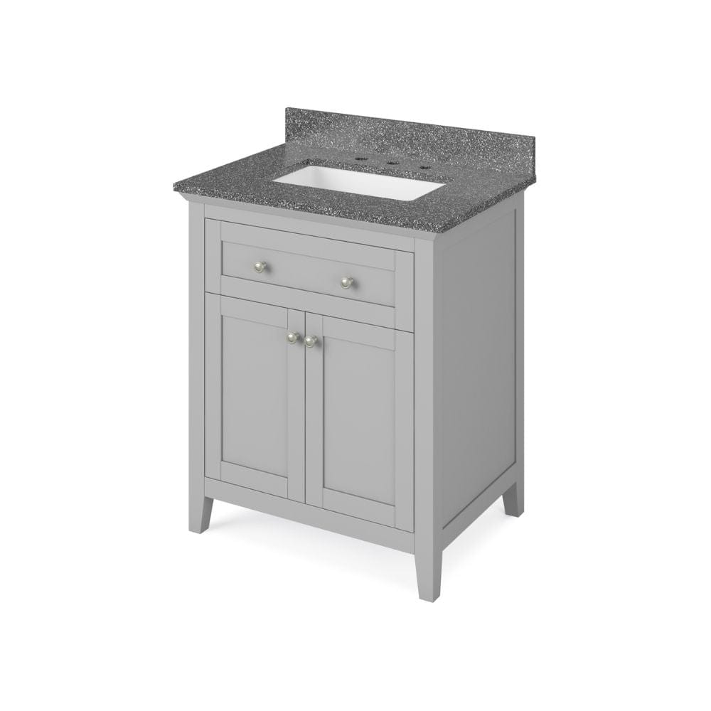 Chatham 30" Grey Single Vanity, Boulder Cultured Marble Top | VKITCHA30GRBOR