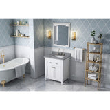 Chatham 30" White Single Vanity, Steel Grey Cultured Marble Top | VKITCHA30WHSGR