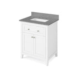 Chatham 30" White Single Vanity, Steel Grey Cultured Marble Top | VKITCHA30WHSGR