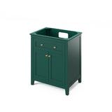 Chatham Traditional 30" Forest Green Single Vanity, Black Granite Top | VKITCHA30GNBGR