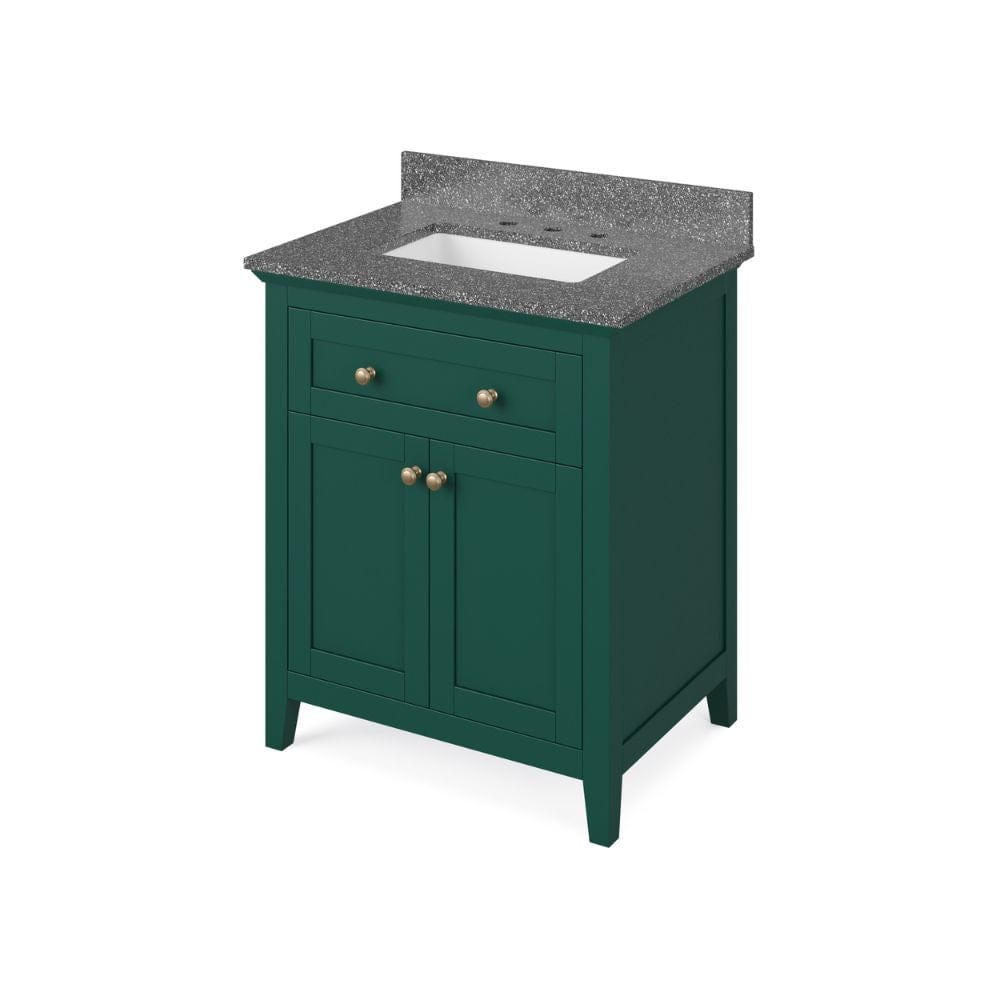 Chatham Traditional 30" Forest Green Single Vanity, Boulder Cultured Marble Top | VKITCHA30GNBOR