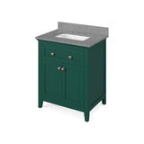 Chatham Traditional 30" Forest Green Single Vanity, Steel Grey Cultured Marble Top | VKITCHA30GNSGR