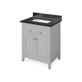 Chatham Traditional 30" Grey Single Sink Vanity, Black Granite Top | VKITCHA30GRBGR