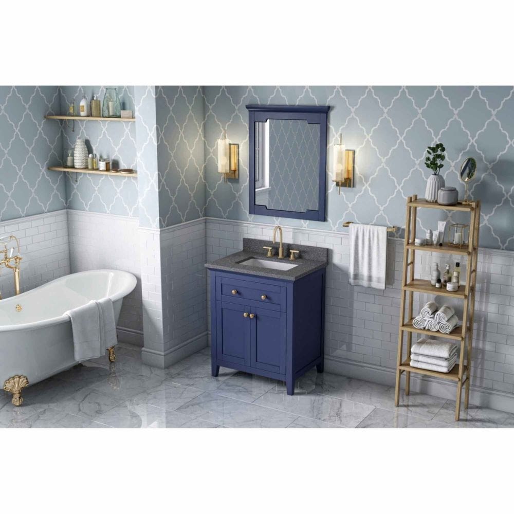 Chatham Traditional 30" Hale Blue Single Sink Vanity, Boulder Cultured Marble Top | VKITCHA30BLBOR