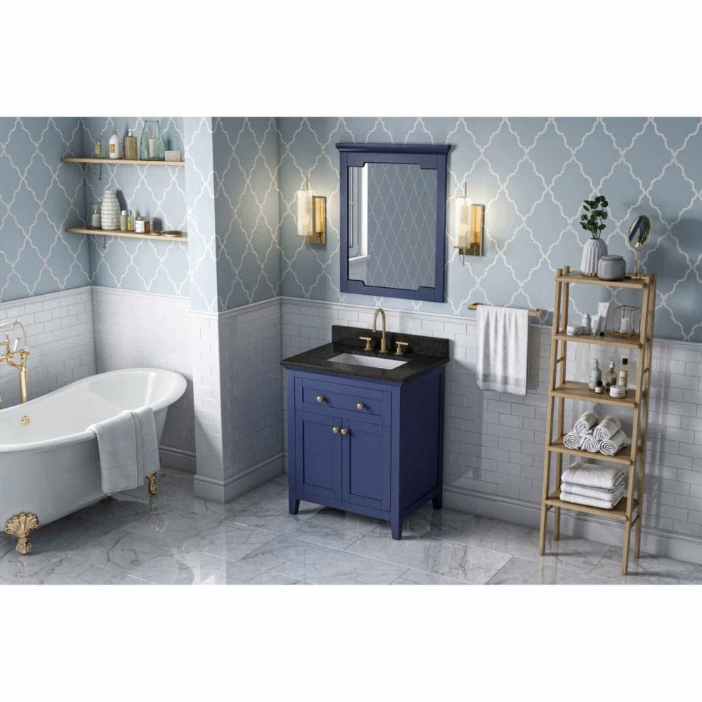 Chatham Transitional 30" Hale Blue Single Vanity, Black Granite Top | VKITCHA30BLBGR