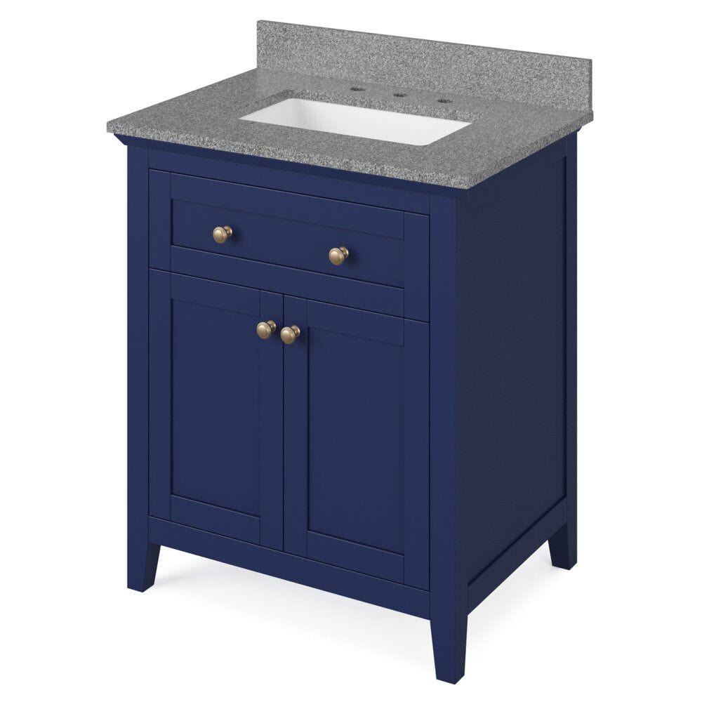 Chatham Traditional 30" Hale Blue Single Vanity, Steel Grey Cultured Marble Top | VKITCHA30BLSGR