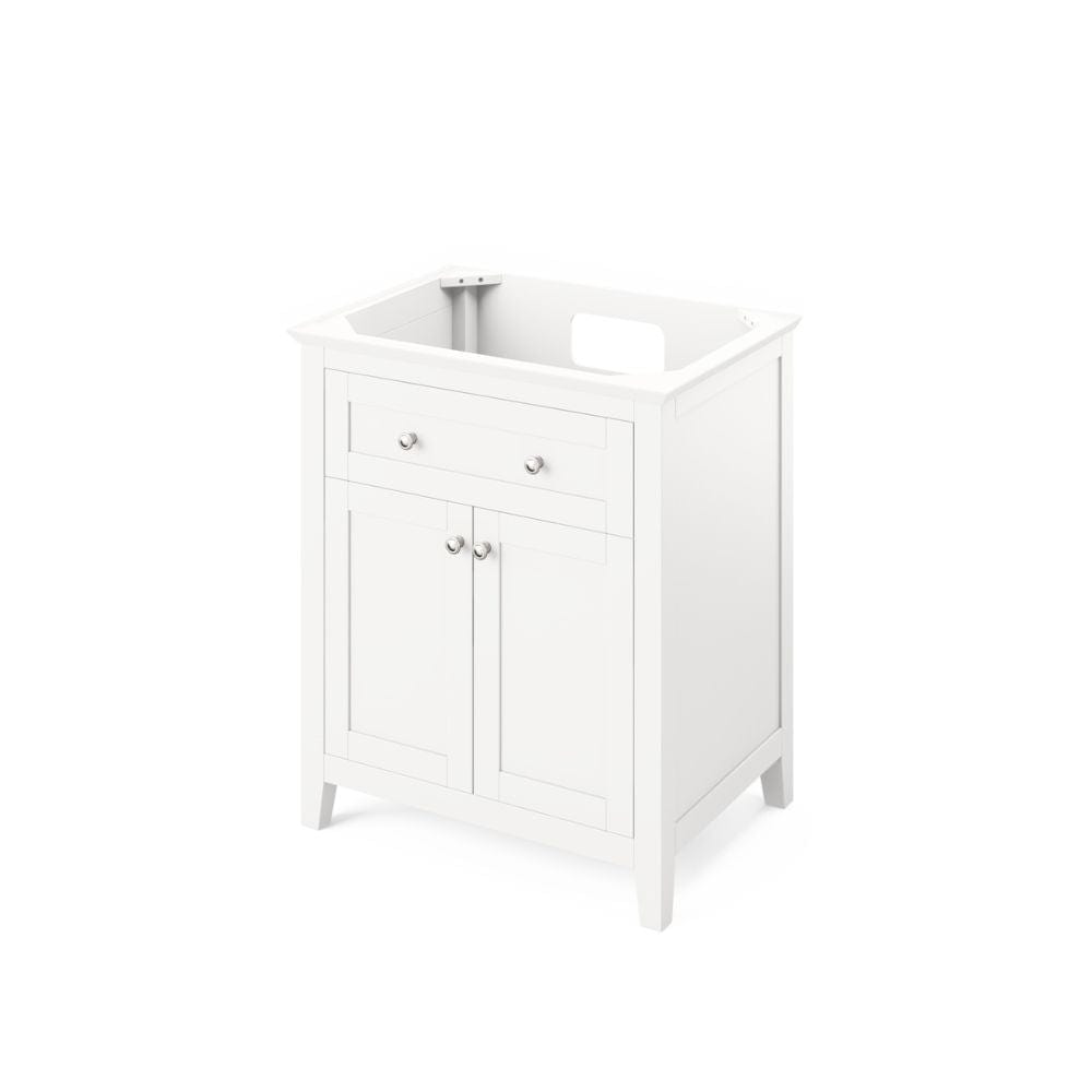 Chatham Traditional 30" White Single Sink Vanity, Black Granite Top | VKITCHA30WHBGR