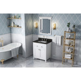 Chatham Traditional 30" White Single Sink Vanity, Black Granite Top | VKITCHA30WHBGR