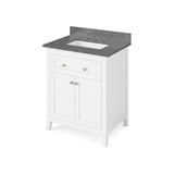 Chatham Traditional 30" White Single Vanity, Boulder Cultured Marble Top | VKITCHA30WHBOR