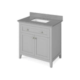 Chatham Traditional 36" Grey Single Sink Vanity, Steel Grey Cultured Marble Top | VKITCHA36GRSGR