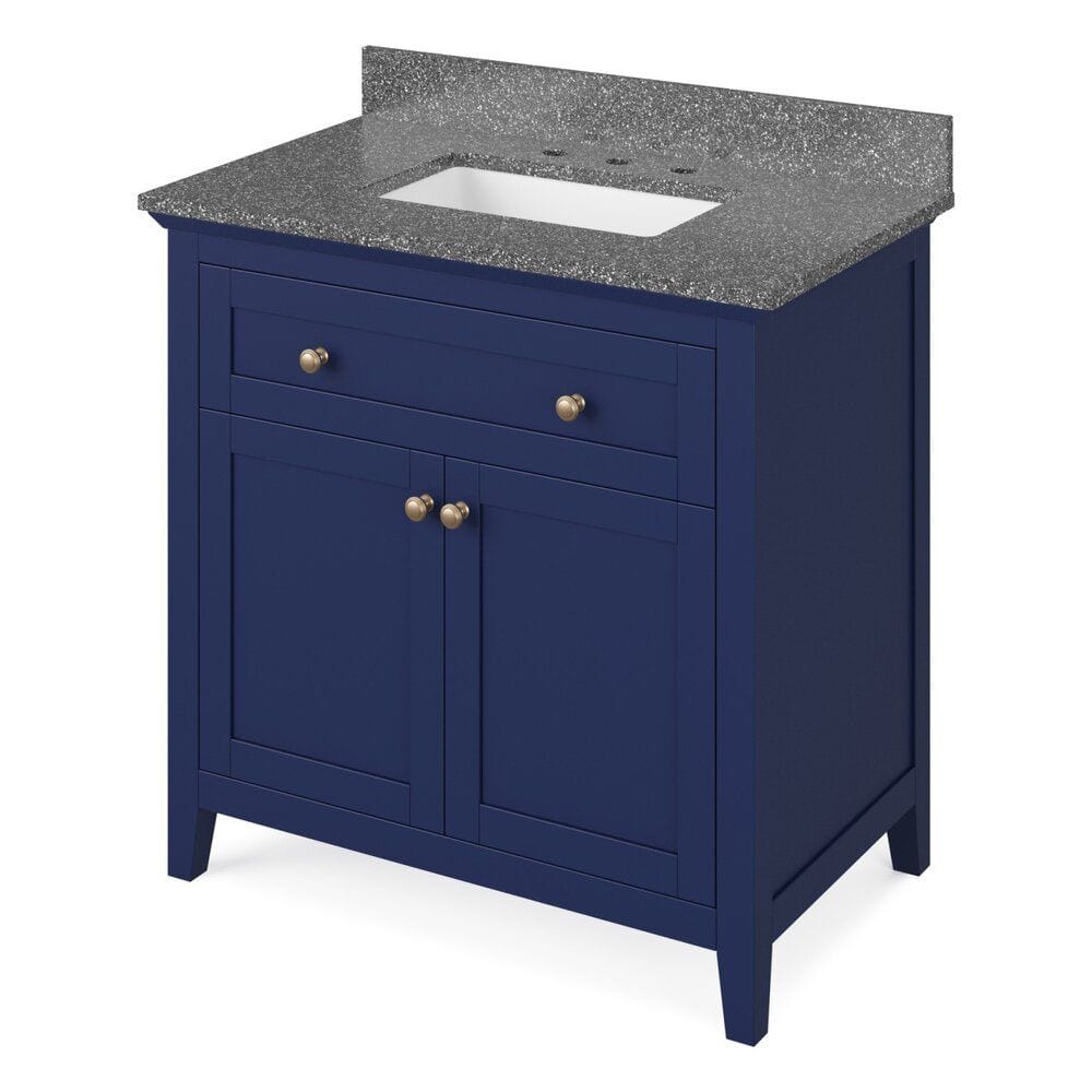 Chatham Traditional 36" Hale Blue Single Sink Vanity, Boulder Cultured Marble Top | VKITCHA36BLBOR