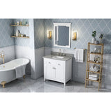 Chatham Traditional 36" White Single Sink Vanity, Steel Grey Cultured Marble Top | VKITCHA36WHSGR