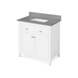 Chatham Traditional 36" White Single Sink Vanity, Steel Grey Cultured Marble Top | VKITCHA36WHSGR