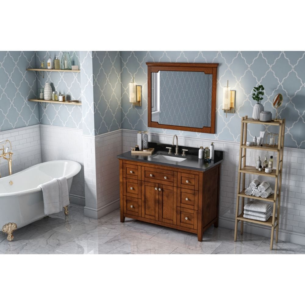 Chatham Traditional 48" Chocolate Single Vanity, Black Granite Top | VKITCHA48CHBGR