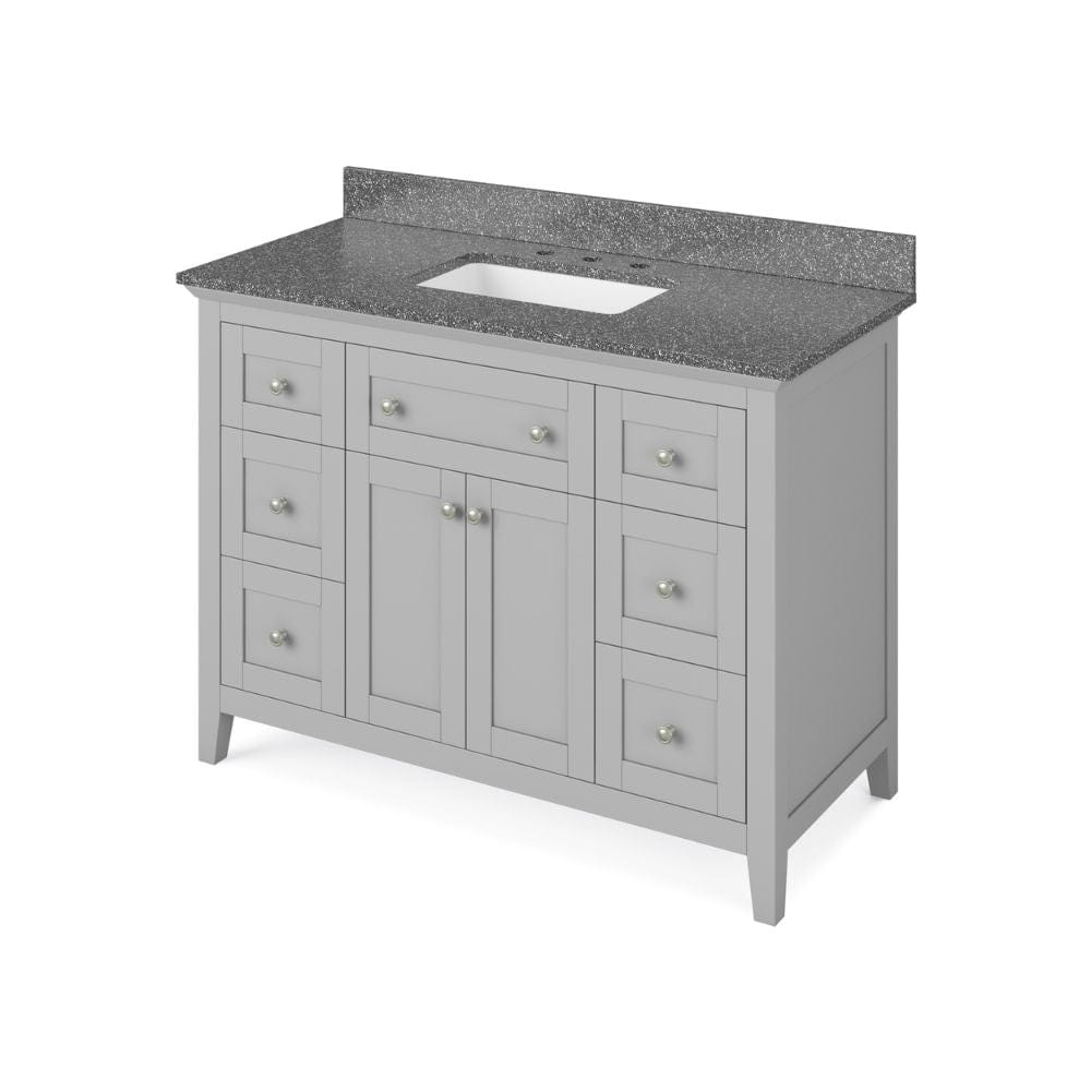 Chatham Traditional 48" Grey Single Vanity, Boulder Cultured Marble Top | VKITCHA48GRBOR