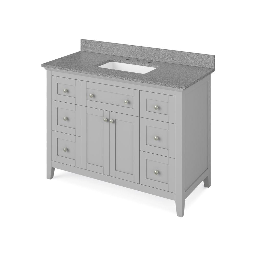 Chatham Traditional 48" Grey Single Vanity, Steel Grey Cultured Marble Top | VKITCHA48GRSGR