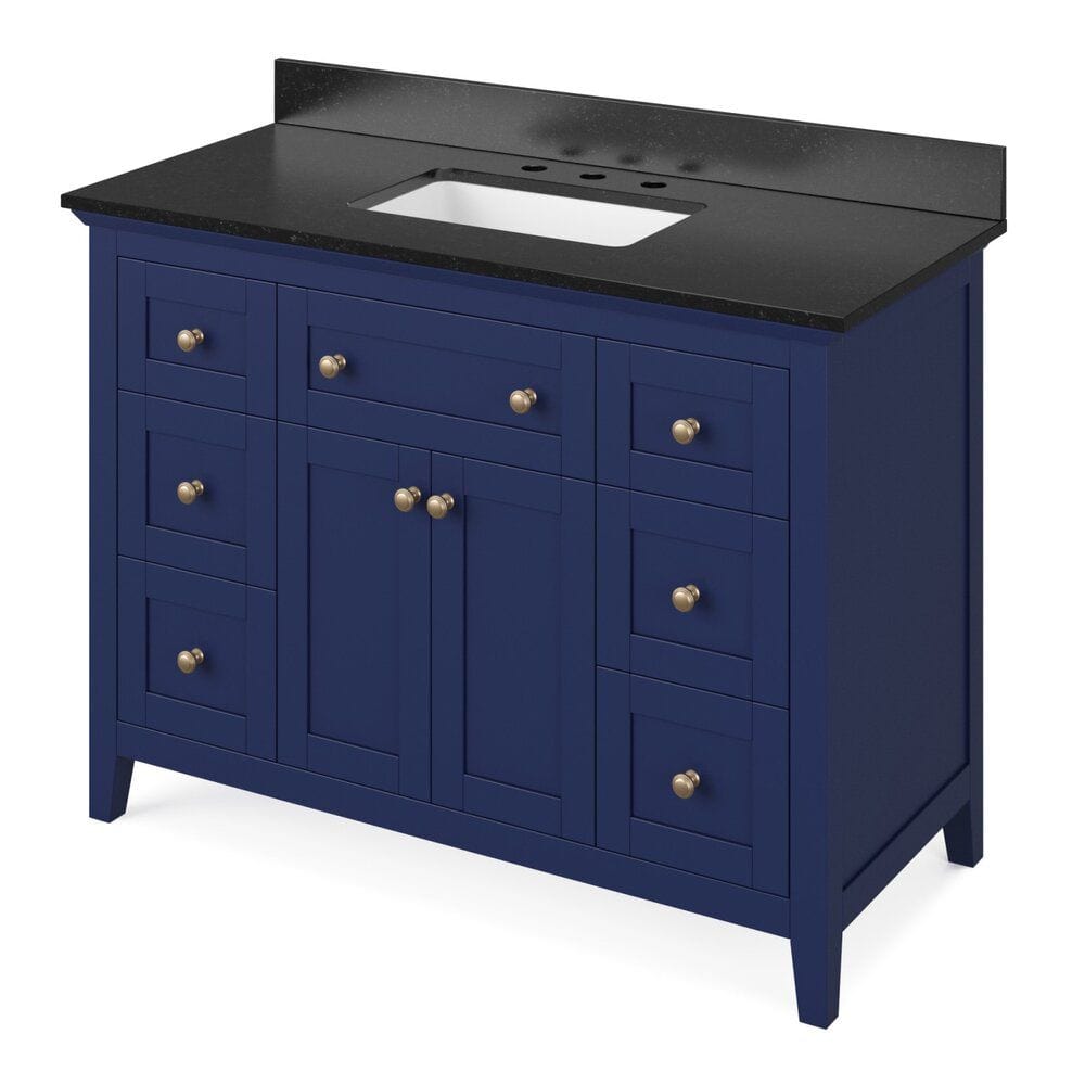 Chatham Traditional 48" Hale Blue Single Vanity, Black Granite Top | VKITCHA48BLBGR