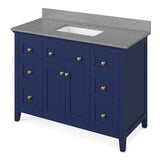 Chatham Traditional 48" Hale Blue Single Vanity, Steel Grey Cultured Marble Top | VKITCHA48BLSGR