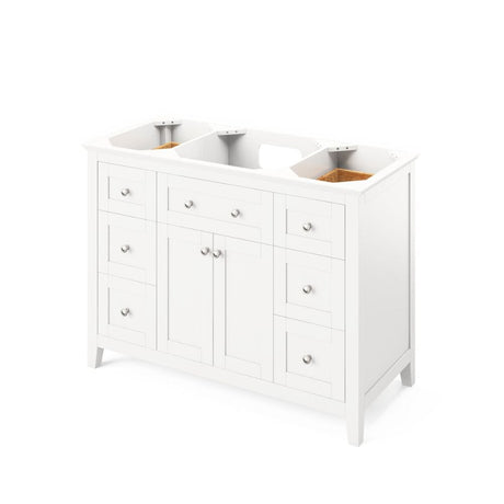 Chatham Traditional 48" White Single Sink Vanity, Black Granite Top | VKITCHA48WHBGR