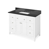 Chatham Traditional 48" White Single Sink Vanity, Black Granite Top | VKITCHA48WHBGR