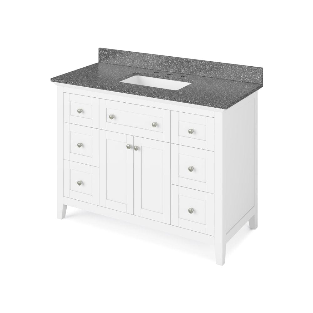 Chatham Traditional 48" White Single Vanity, Boulder Cultured Marble Top | VKITCHA48WHBOR