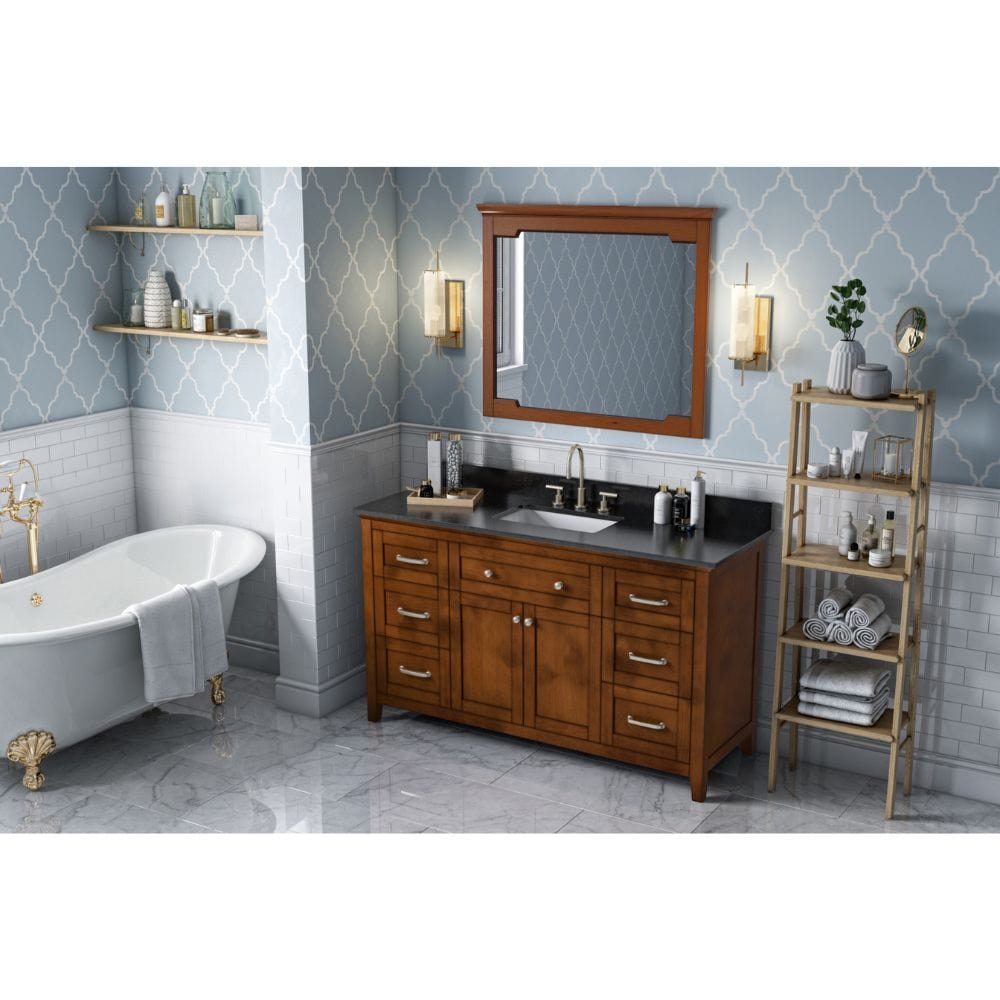 Chatham Traditional 60" Chocolate Vanity, Black Granite Top | VKITCHA60SCHBGR