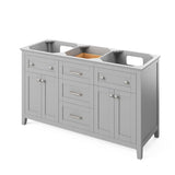 Chatham Traditional 60" Grey Double Sink Vanity, Black Granite Top | VKITCHA60GRBGR