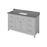 Chatham Traditional 60" Grey Vanity, Boulder Cultured Marble Top | VKITCHA60SGRBOR