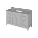 Chatham Traditional 60" Grey Vanity, Steel Grey Cultured Marble Top | VKITCHA60SGRSGR